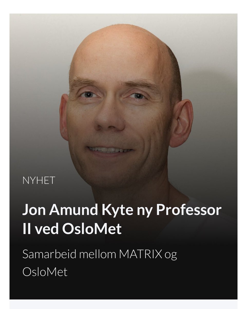 MATRIX (@fkbmatrix) on Twitter photo Vi gratulerer <a href="/AmundJon/">Jon Amund Kyte</a> som nyoppnevnte professor ved OsloMet!
Les mer her: matrix-fkb.no/aktuelt/jon-am… Vi gratulerer <a href="/AmundJon/">Jon Amund Kyte</a> som nyoppnevnte professor ved OsloMet!
Les mer her: matrix-fkb.no/aktuelt/jon-am…