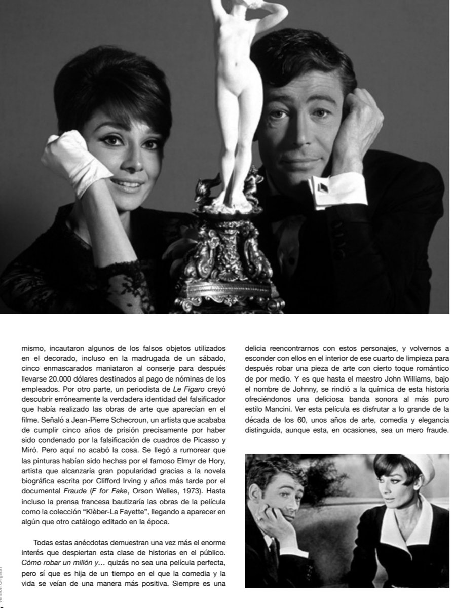 cinefila_raquel's tweet photo. La V.O de #mayo va dedicada a los #museos en el #cine.En esta ocasión, hemos dedicado el artículo a "Como robar un millón y..." una encantadora #capercomedy de 1966 protagonizada por #AudreyHepburn y #PeterOToole, dirigida por el gran #WilliamWyler
@FJavierMillan1 #FelizLunes https://t.co/Zhyhl5vq58
