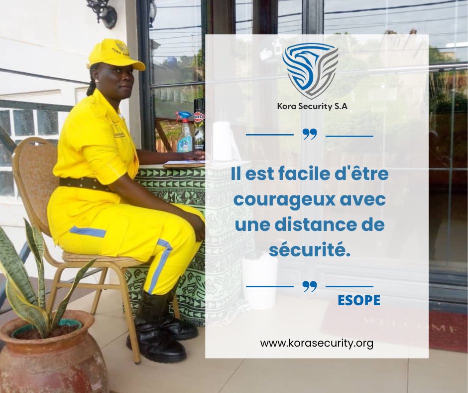 KoraSecurity's tweet photo. [Monday Motivation]

"Il est facile d'être courageux avec une distance de sécurité". ESOPE
La sécurité avant tout.

Bonne Semaine de la part de Kora Security SA
#motivation #security #gardiennnage #agentdesecurite https://t.co/1zZnoSlx2H
