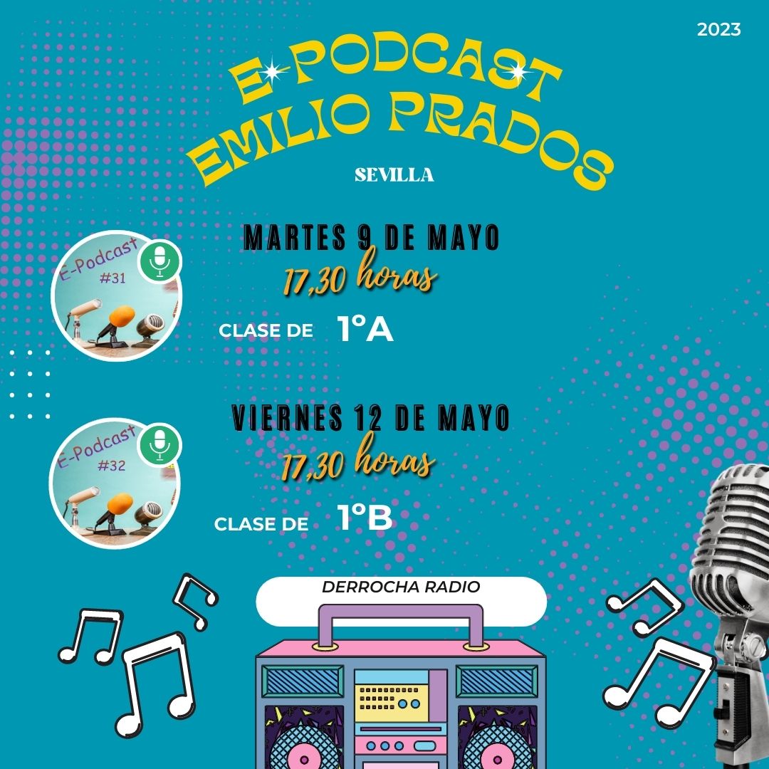CEIP EMILIO PRADOS (@emiliopradosep) on Twitter photo 🎙¡Buenas oyentes de nuestro 🅴-🅿🅾🅳🅲🅰🆂🆃!
– MARTES 09/05/23 #epodcast31
▶𝔼𝕤𝕥𝕣𝕖𝕟𝕠 𝟙𝟟,𝟛𝟘 𝕙𝕠𝕣𝕒𝕤: youtu.be/IlUTVNqDjRs
– VIERNES 12/05/23 #epodcast32
▶ 𝔼𝕤𝕥𝕣𝕖𝕟𝕠 𝟙𝟟,𝟛𝟘 𝕙𝕠𝕣𝕒𝕤: youtu.be/O-hDHXwab0E
#radioescolar 🎙¡Buenas oyentes de nuestro 🅴-🅿🅾🅳🅲🅰🆂🆃!
– MARTES 09/05/23 #epodcast31
▶𝔼𝕤𝕥𝕣𝕖𝕟𝕠 𝟙𝟟,𝟛𝟘 𝕙𝕠𝕣𝕒𝕤: youtu.be/IlUTVNqDjRs
– VIERNES 12/05/23 #epodcast32
▶ 𝔼𝕤𝕥𝕣𝕖𝕟𝕠 𝟙𝟟,𝟛𝟘 𝕙𝕠𝕣𝕒𝕤: youtu.be/O-hDHXwab0E
#radioescolar
