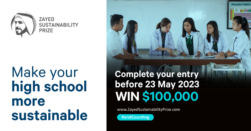 ZSP_ORG's tweet photo. Have you submitted your high school sustainability project yet? Apply by 23 May 2023 to win $100,000