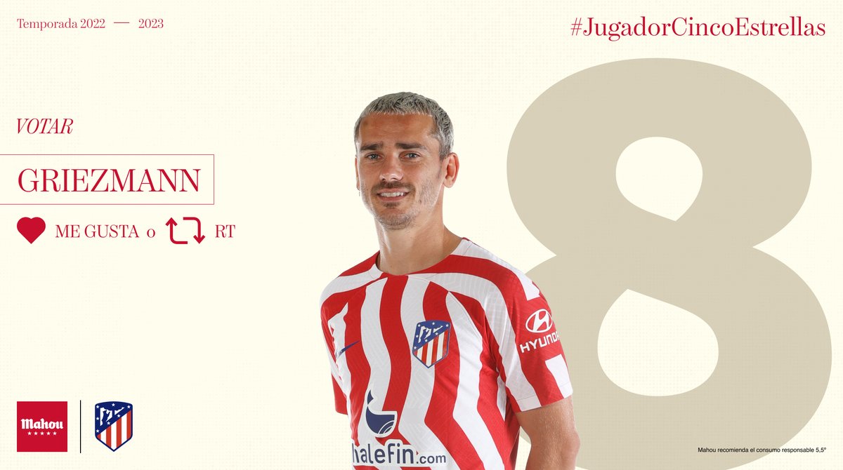 futbolmahou's tweet photo. RT o MG si crees que @AntoGriezmann ha sido el #JugadorCincoEstrellas del @Atleti en abril (4/6) https://t.co/DsgDYNdyI3