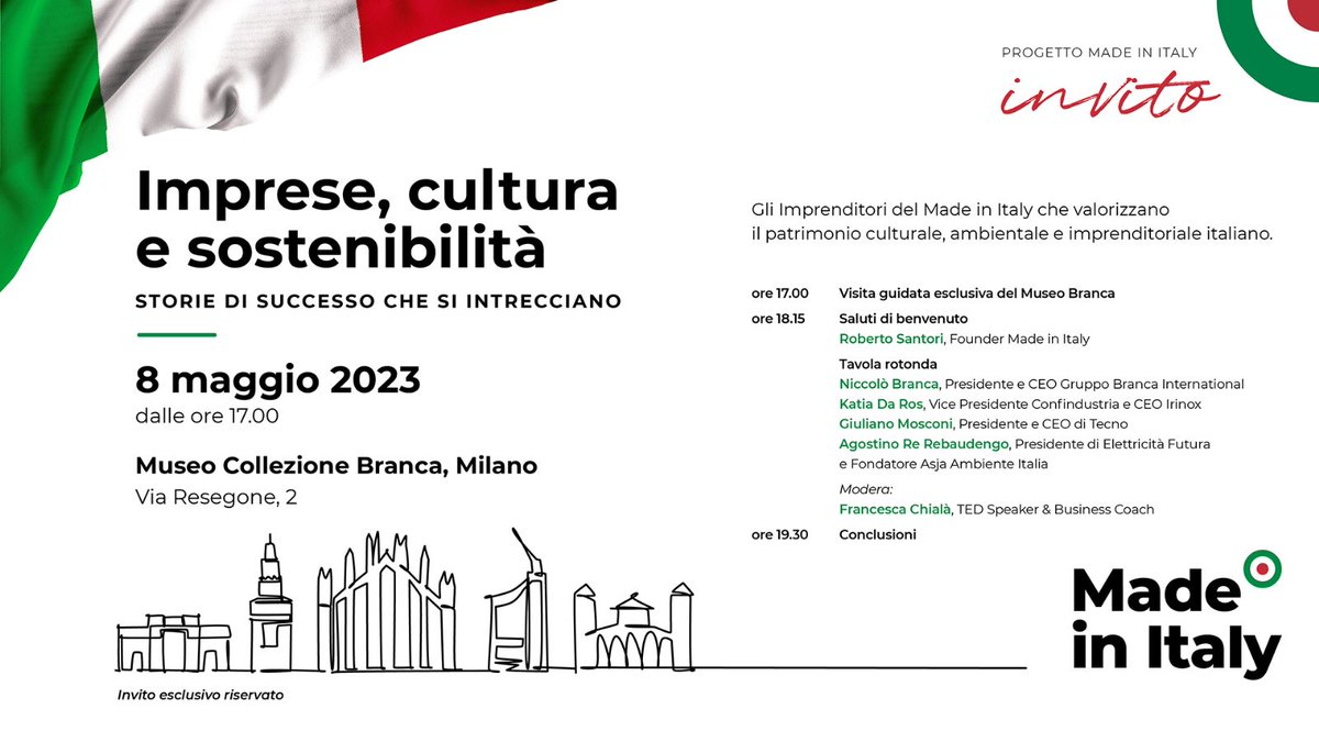 #Imprese #Cultura #Sostenibilità

Oggi al #MuseoBranca parliamo di storie di successo #MadeinItaly che continuano a far crescere il nostro Paese alla Tavola rotonda moderata da <a href="/FrancescaChiala/">Francesca Chialà</a> 

<a href="/katiaDaros/">katia Da ros</a> <a href="/FernetBranca/">Fernet-Branca</a> <a href="/robertosantori/">roberto santori</a> <a href="/E_Futura/">Elettricità Futura</a> <a href="/AsjamenoCO2/">asja.energy</a>