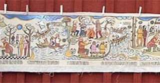 I’m off to #sweden soon, going to visit my art’s #hearthome 
This is the first community folk art painting I did, it tells the #saga of #ebbeskammelsøn 
.
.
.
#unnaryd #tiraholm #bonadsmålning #bonadsmuseum 
@bonadsmuseumunnaryd 
#lookingforward #folkartist #studioonafarm #p…