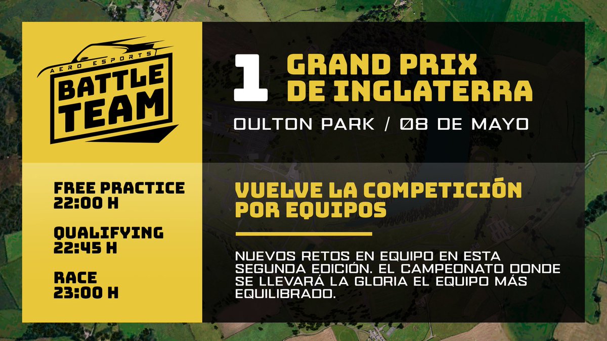 🔊BATTLE TEAM II

Hoy empieza la segunda edición de la Battle Team. Hoy veremos los BMW M2 CS en el circuito de Oulton Park

La puedes seguir en directo esta noche en Twitch gracias a <a href="/Tvcompetizion/">TV COMPETIZIONE</a> 

twitch.tv/tvcompetizione

#simracing #esports #assettocompetizione