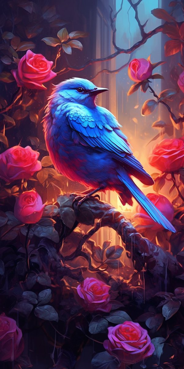 ArtTechRev's tweet photo. Look at this stunning #AI-generated image of an adorable little blue bird caught in a wild rose bush! 😍🐦 Isn't it just amazing what #midjourney51  can create? 
#naturephotography #wildlife #birdwatching #digitalart #beautiful #cute #bluebird #roses #botanical #floral #AIArtwork https://t.co/EOJGJCHGEW