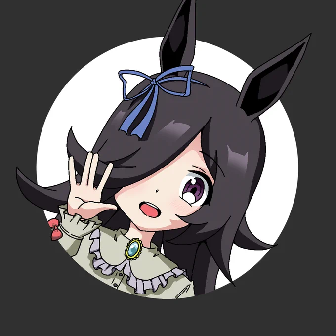 ディスコのアイコンを、部分的に飛び出してる風にしたくてお試しで描いてみたライスちゃん。