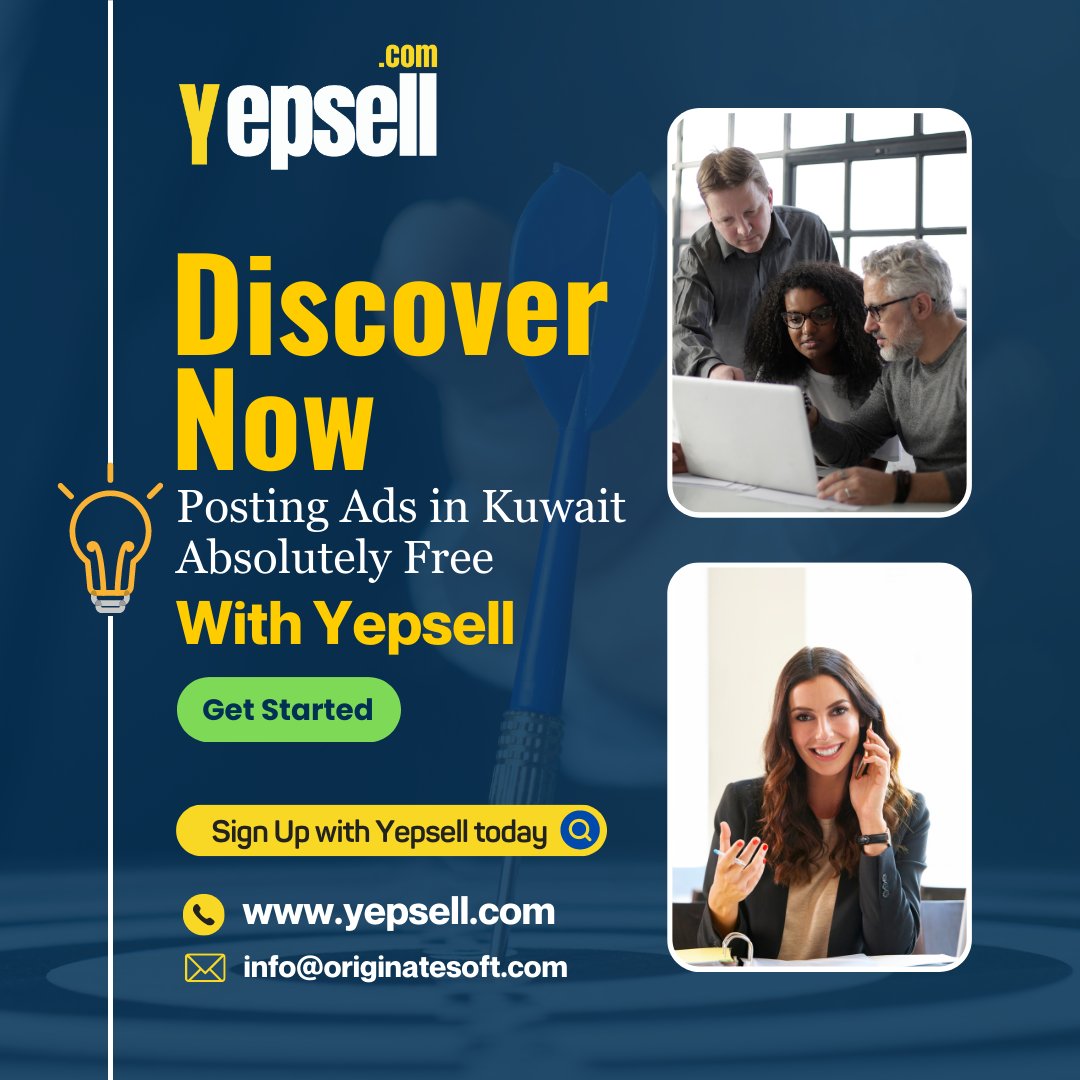 yepsellgroup's tweet photo. Discover now the revolutionary way of #postingads in #Kuwait- absolutely free!
#Yepsell is the perfect platform for all businesses, entrepreneurs, and individuals to place their ads for sale or for services in a hassle-free manner.
๐ https://t.co/0IagXVi1jW https://t.co/y0ldHzUp75