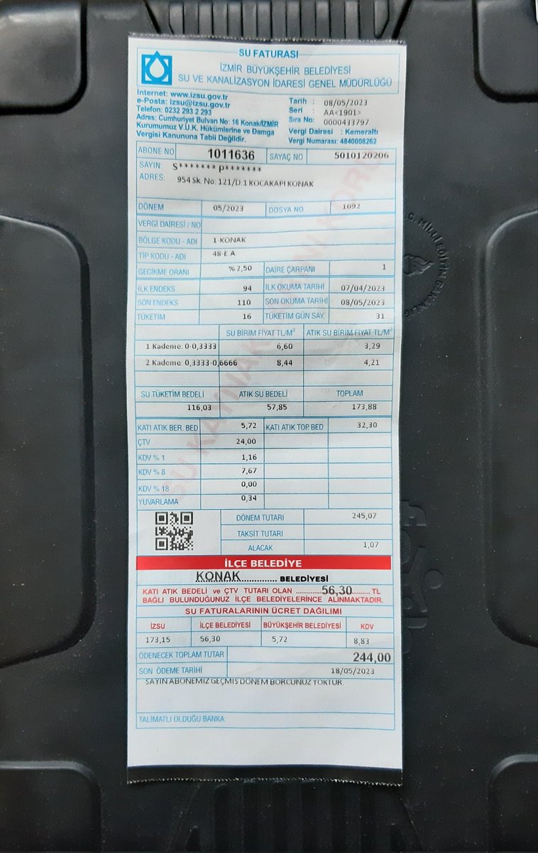 işte  İZMİR  büyük  şehir  belediyesi  su faturalarında   yeni  uyguladığı   atık bedeli