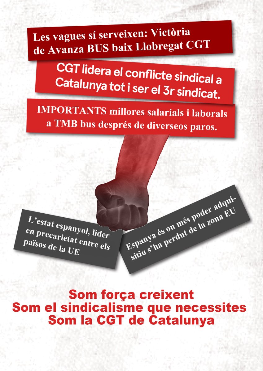 Encara creus que tots els sindicats son iguals???
Participa a la CGT busca el teu sindicat més proper.
#SomforçaCreixent
cgtcatalunya.cat/directori-fede…