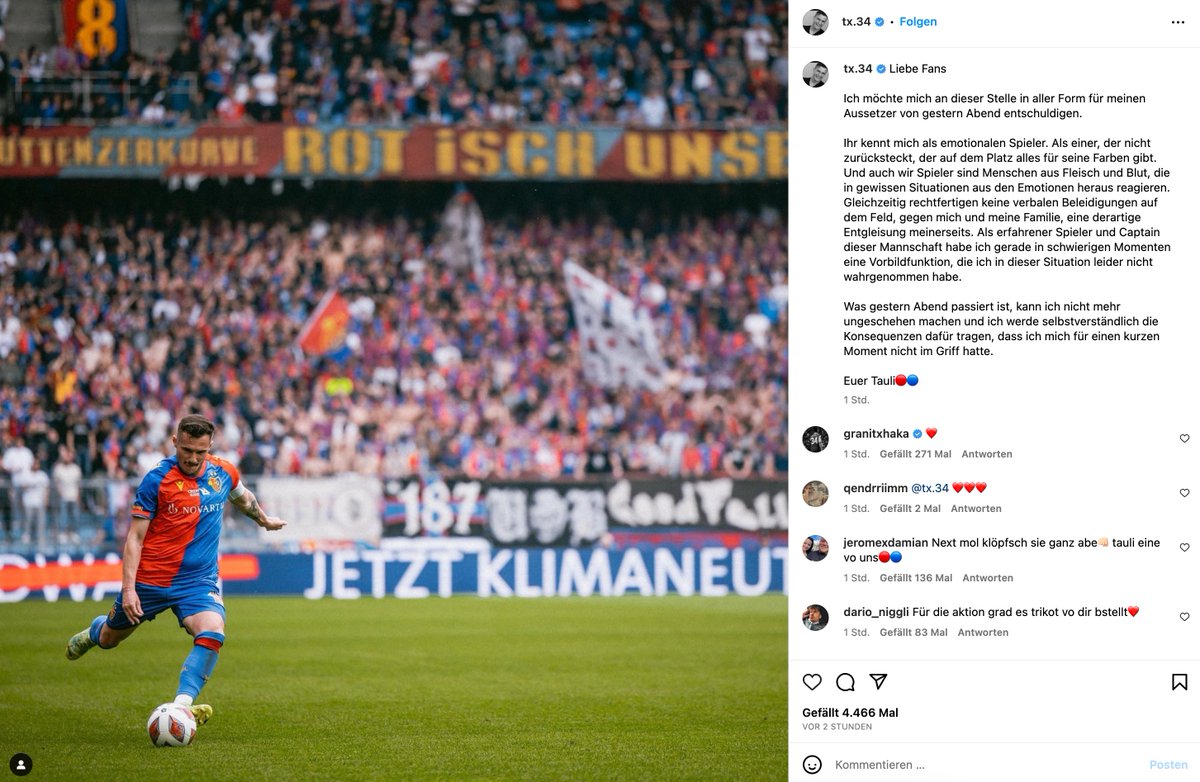 misakaspar's tweet photo. Bitte @FCBasel1893 handeln, SOFORT! Entschuldigung ist nur Alibi. Offensichtlich, dass er es nicht selber verfasst hat, er kann wahrscheinlich nicht mal selbst ein Tramticket lösen. Und erhält haufenweise Zuspruch in den Kommentaren!!! #FCBasel1893 #rotblaulive https://t.co/M3dTVvuU5F
