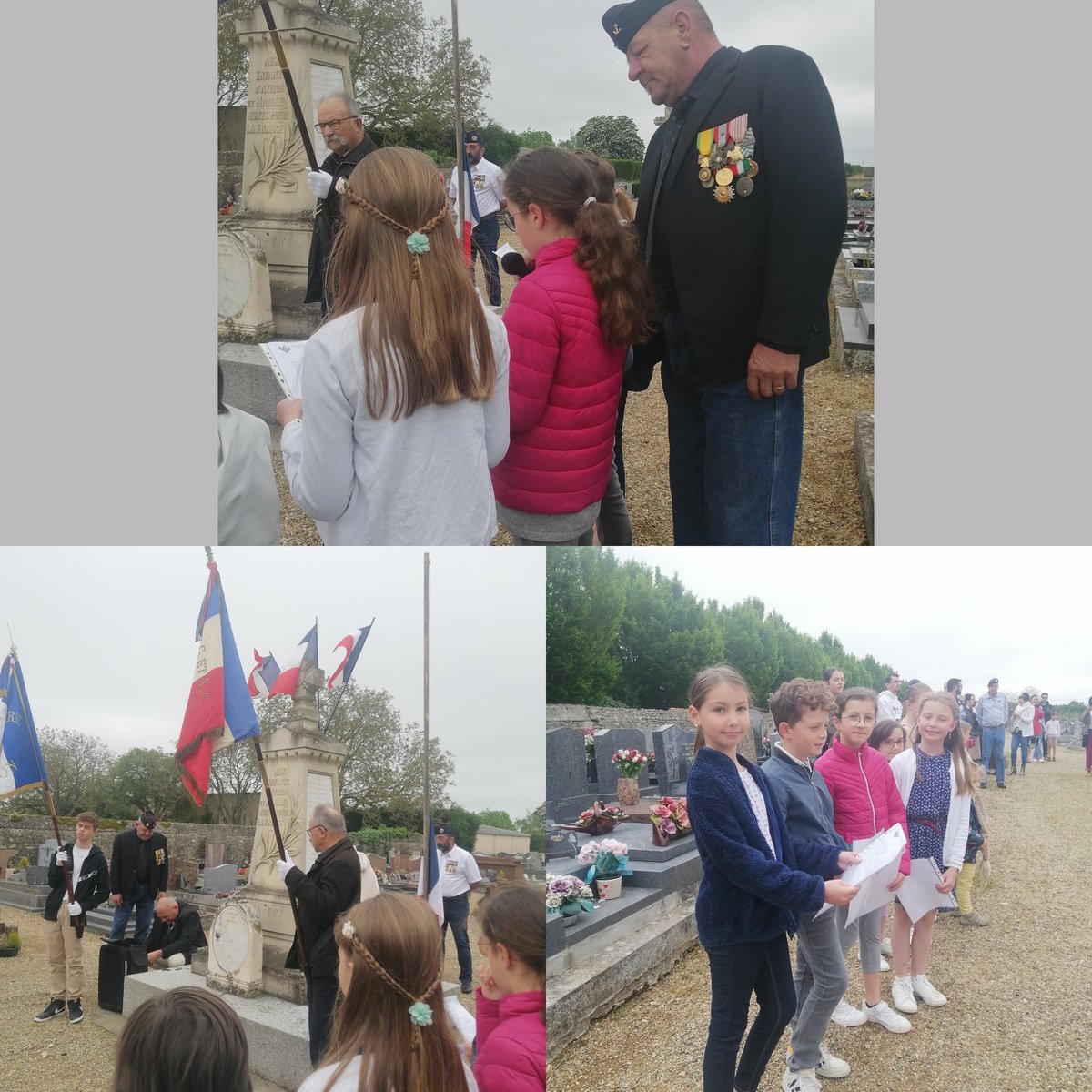 Cérémonie du #8mai1945 : les élèves de l'école ont très bien lu un texte difficile avec beaucoup de solennité et de sérieux !
Bravo à eux 👏