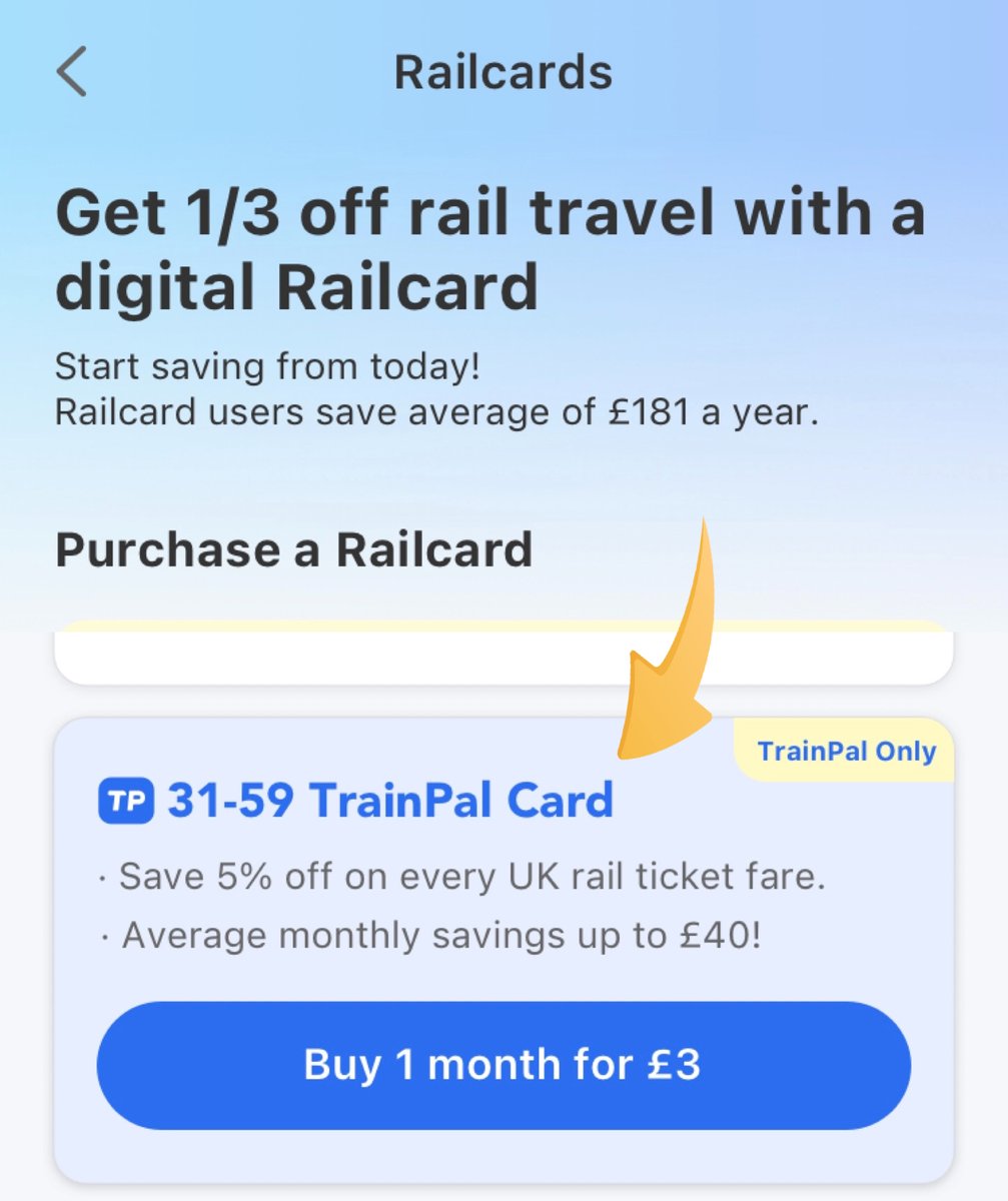 Introducing the Trainpal Travel Card for 31-59 year olds without a Railcard!  🎉 👉This monthly pass offers a 5% instant discount on every UK rail ticket  fare for just £3 a month.
