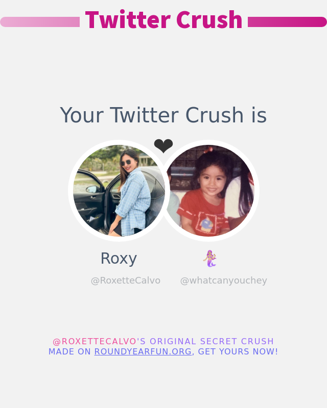 RoxetteCalvo's tweet photo. My Twitter Crush is: @whatcanyouchey

➡️ https://t.co/7xsh6BM1c2 https://t.co/SW8xZyvebF