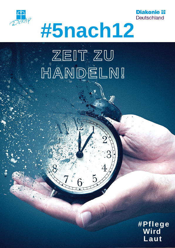 Zum #TagderPflege am 12. Mai wollen @DiakonieHessen  und @ekhn_de   gemeinsam auf die schwierige Situation in der Pflege aufmerksam machen. Viele Dienste und Einrichtungen sind am Limit. Es ist #5nach12:
 ⏰ekhn.de/aktuell/detail…