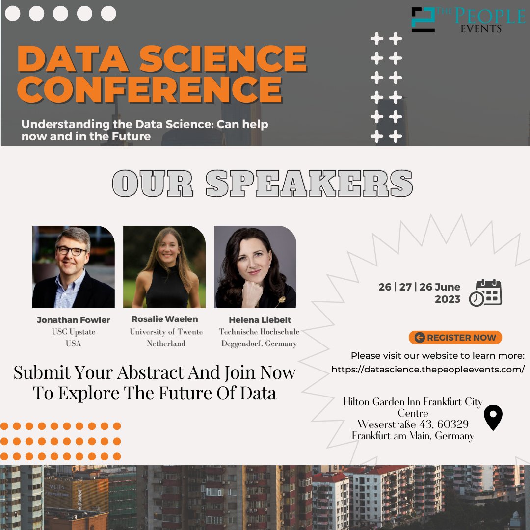 datasci_week's tweet photo. Unleash the Power of Data at our Data Science Conference! Join renowned speakers from USC Upstate, University of Twente, and Technische Hochschule Deggendorf. Submit your abstract and register now! #datascienceconference #futureofdata #Data #dataprotection #DataScience https://t.co/fd1TXSOWU5