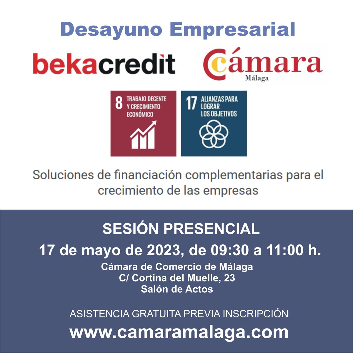 Camara_Malaga's tweet photo. 💥Desayuno y networking para tratar soluciones de financiación complementarias
👉🏼@sergio_cuberos
👉🏼Jerónimo Sánchez
👉🏼Miguel Andrés Cánovas
▶ https://t.co/C2eENhUqPH
Confirma asistencia!
#bekacredit @BekaFinance #networking #financiacion https://t.co/1vOGxCZ7Ct