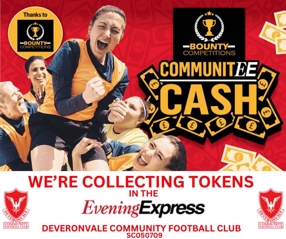 valecommunityfc's tweet photo. 𝙒𝙀 𝙉𝙀𝙀𝘿 𝙔𝙊𝙐𝙍 𝙃𝙀𝙇𝙋!
Vale Community have registered for the @EveningExpress CommunitEE Cash 💵 in association with Bounty Competitions.
🔴Start collecting the tokens that appear in the Evening from today until 5th June
#ValeCommunity #communitEEcash #eveningexpress https://t.co/kfB6dOeZK9