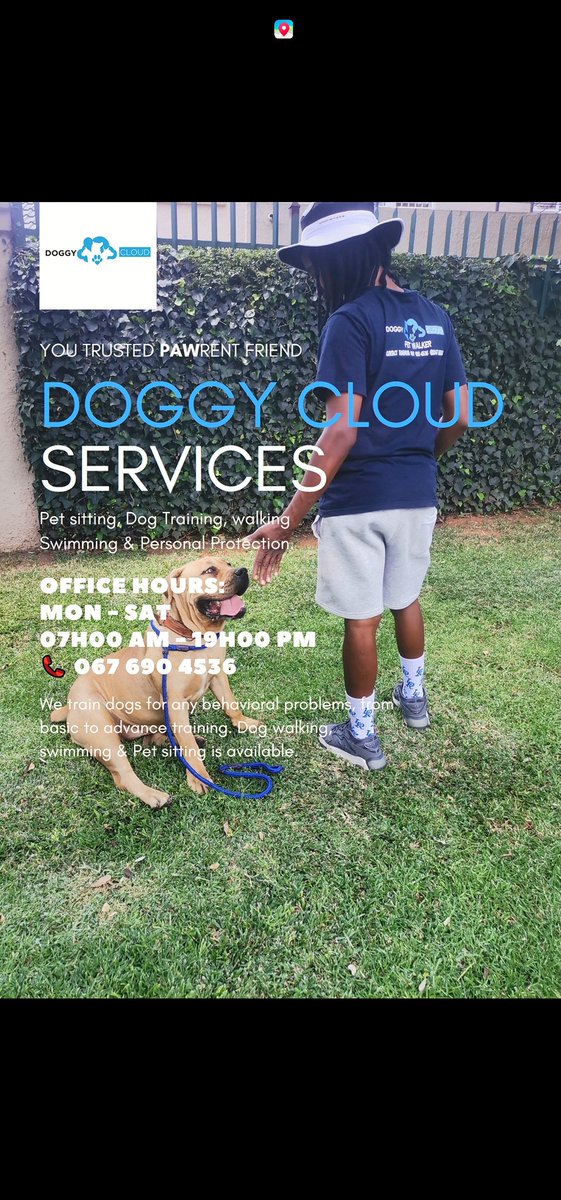 KingT_Sibeko's tweet photo. Just Incase You Don't Know About Doggy Cloud..

Please Do Give Us A Call For Any Dog Behavioral Problems You Are Currently Facing.

Spread The Word, It Will Mean A Lot. https://t.co/7KRDRf68jb
