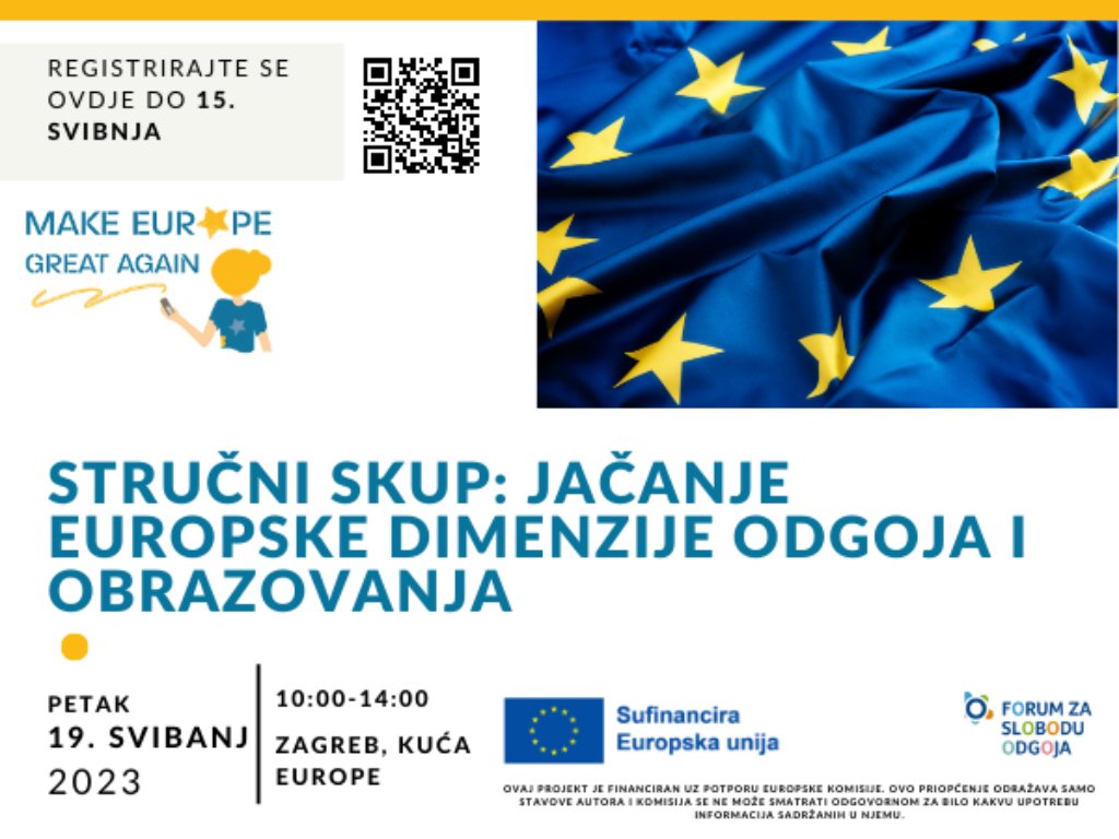 fsohr's tweet photo. [PRIJAVE DO 15. 5. 2023.]
📣 Pozivamo vas na stručni skup projekta „MEGA: jačanje europske dimenzije odgoja i obrazovanja“ 19. svibnja 2023. godine u Kući Europe, ulica Augusta Cesarca 4, Zagreb
https://t.co/ngLnsC4jOh https://t.co/eTcFa0ZPkk