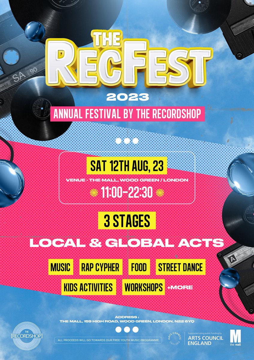 the_recshop's tweet photo. It’s official! 💓💛💙 The RecFest is coming to you this summer! Our first festival at The Mall Wood Green https://t.co/1AJxmB0uvk
Apply to play today! https://t.co/M8SzSbT8hZ
Extended deadline closes 13/05/23
#therecfest #woodgreen #festival #wondrwomn https://t.co/DIAKCMT7Lf