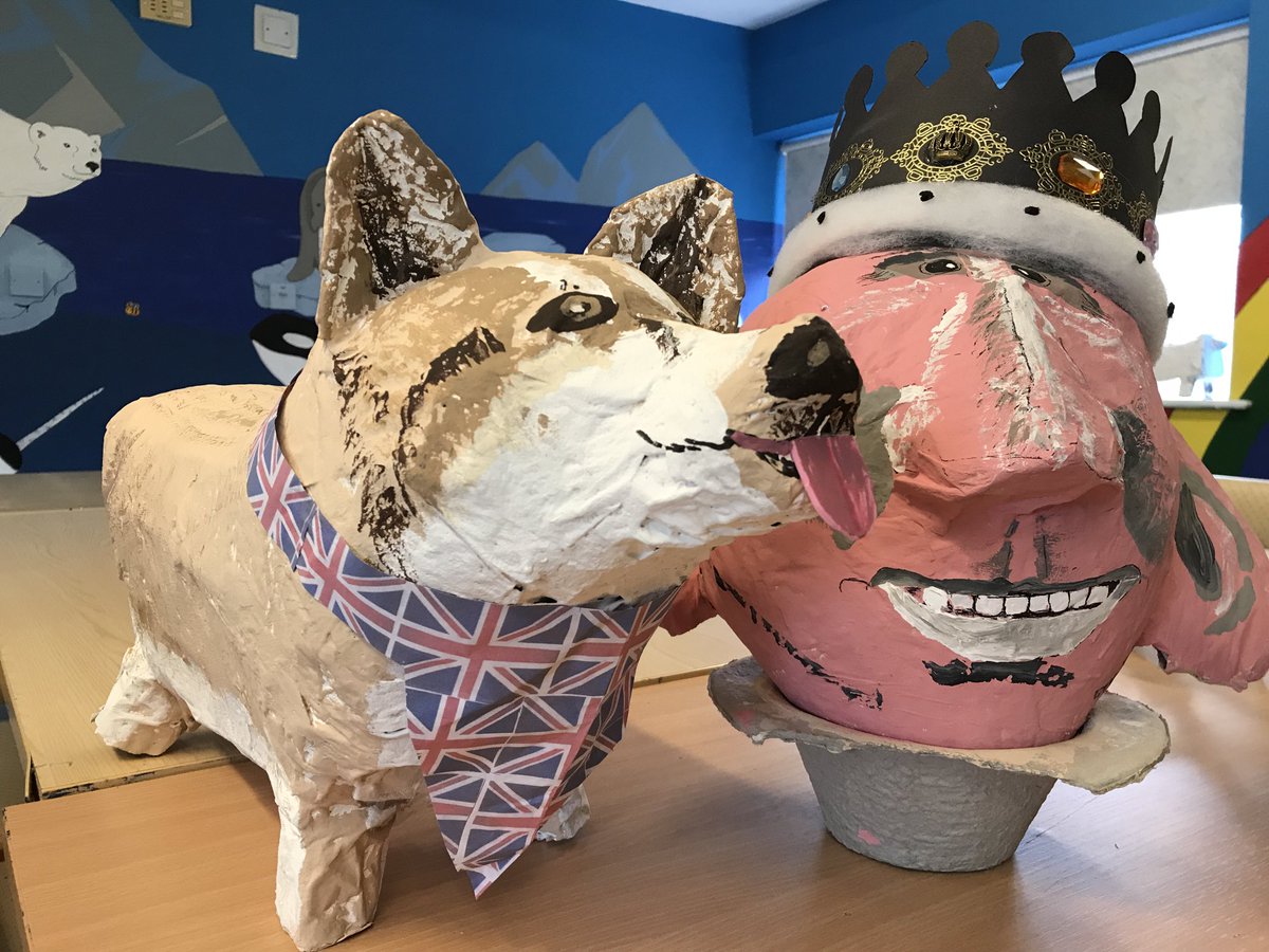 Leading the pack in Coronation crafts, the Ulverston Day Services &amp; Shared Lives crew have their paper mache corgis out today for regal selfies at the big Marsh House Coronation party today 11-2. Corgi Colin in action here! ⁦<a href="/BBC_Cumbria/">BBC Cumbria</a>⁩
