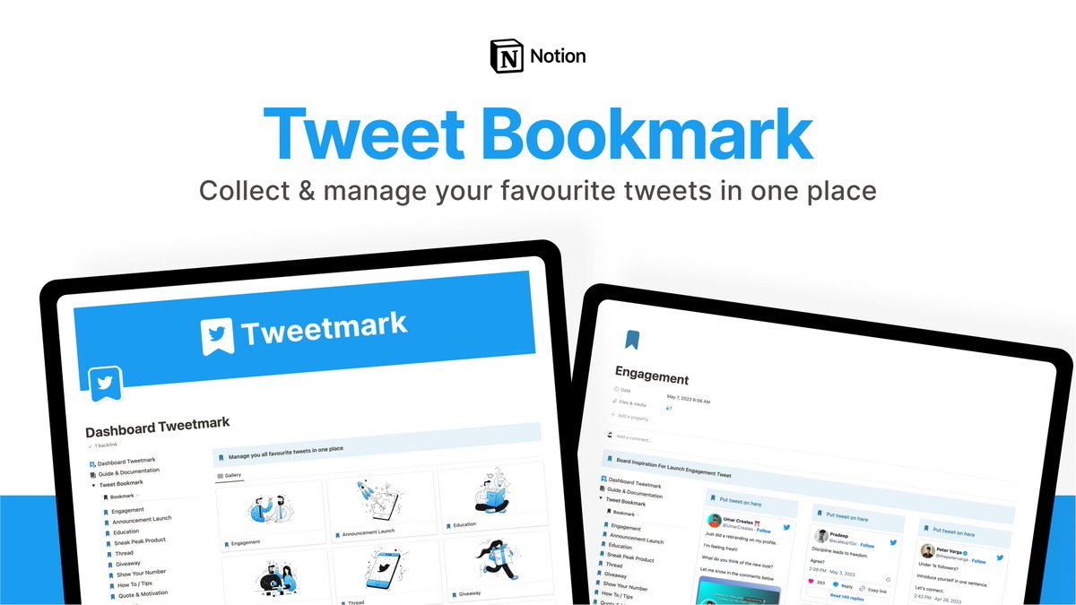 🚨 ANNOUNCEMENT 🚨

Today, Im launching my Tweet Bookmark Templates with Notion 
You can manage &amp; Collect you favorite tweets in one place

Reply “Tweet” below &amp; retweet, and I will DM you the link!

(must be following)