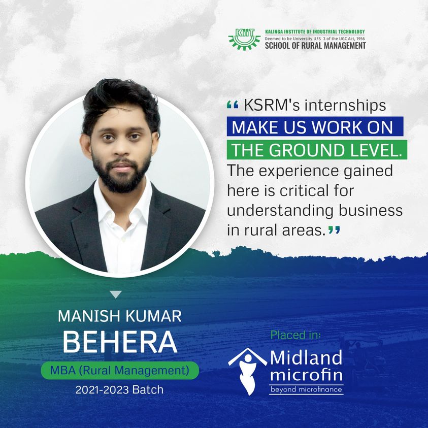 KIITUniversity's tweet image. KIITian Manish Kumar Behera speaks highly of KSRM&apos;s engaging and collaborative environment that helped him develop his professional attributes. 

Do you want to study at KSRM where excellence meets social responsibility? 

Apply Now- kiitee.kiit.ac.in

#kiit #kiitee