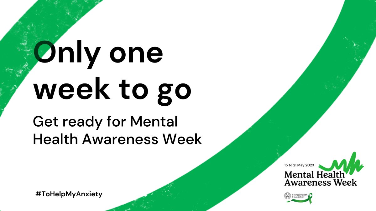 Just 1 week until #MentalHealthAwarenessWeek begins! 📅

There's still time to get involved and join our mission to tackle anxiety 💚

Learn more about here: mentalhealth.org.uk/our-work/publi…

#ToHelpMyAnxiety