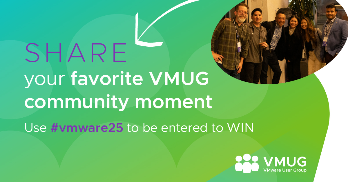 MyVMUG's tweet photo. Happy 25th anniversary, @VMware! We're grateful for the incredible community that has supported us along the way. VMUG members, share your favorite VMUG memory using the hashtag #VMware25 for a chance to win a free pass to VMware Explore 2023 https://t.co/bPnueK8Dfo