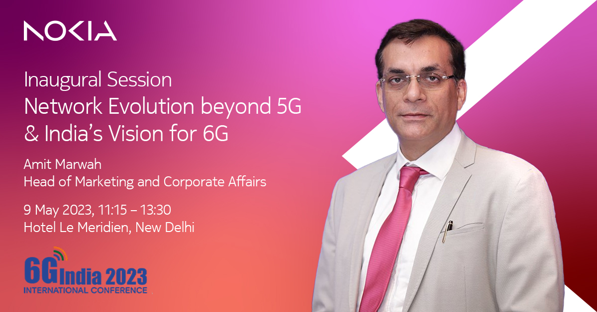 NokiaIndia's tweet photo. Join us at 6GIndia2023 to hear our @MarwahAmit talk about how #6G will benefit us and redefine how we live, work, and take care of our planet.
#NokiaIndia https://t.co/gBs6KBViyy
