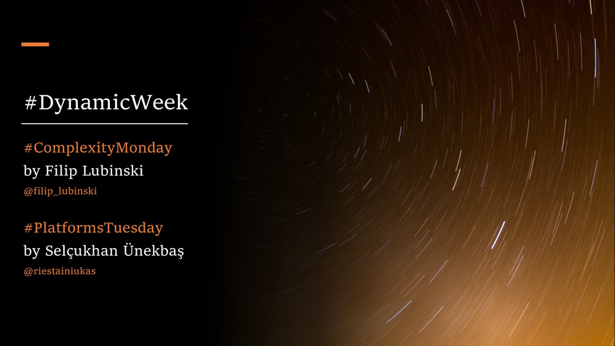 fordynamism's tweet photo. We start a new project - #DynamicWeek โฉ
From now on, our Young Scholars will share here weekly materials showing the relationship between their research and dynamic competition โถ๏ธ
@filip_lubinski (#ComplexityMonday) ๐ค
&
@riestainiukas (#PlatformsTuesday) ๐ค
will begin! https://t.co/Mc7OjpcbOF
