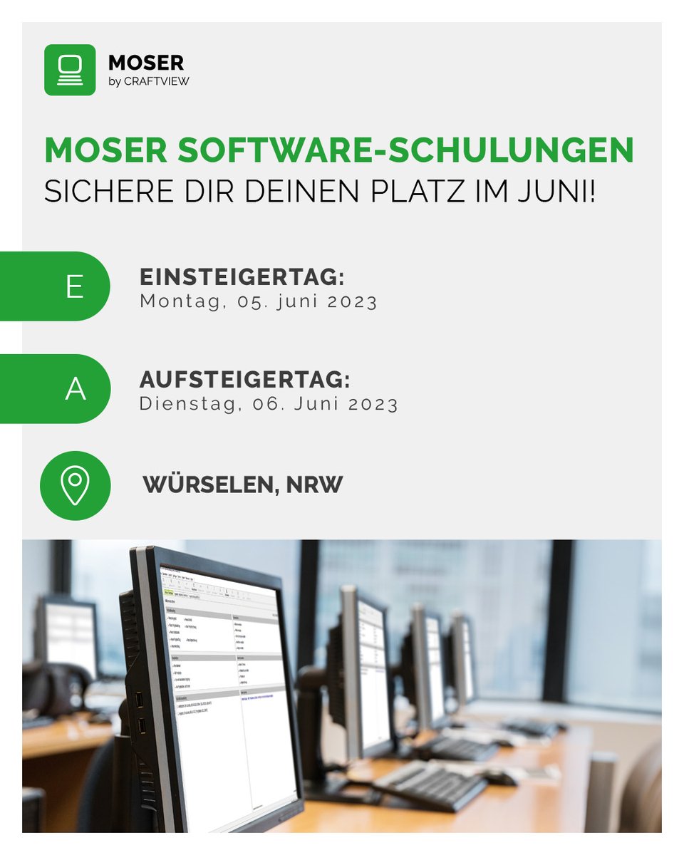 Schulungen im Juni
Verpasse nicht unseren Einsteigertag (05.06.) und unseren Aufsteigertag (06.06.) in Würselen!

➡ moser.de/schulungen

Das MOSER-Team

#moser #erpsoftware #erp #digitalisierung #schulungen #seminare #aufsteigertag #einsteigertag #softwareschulung
