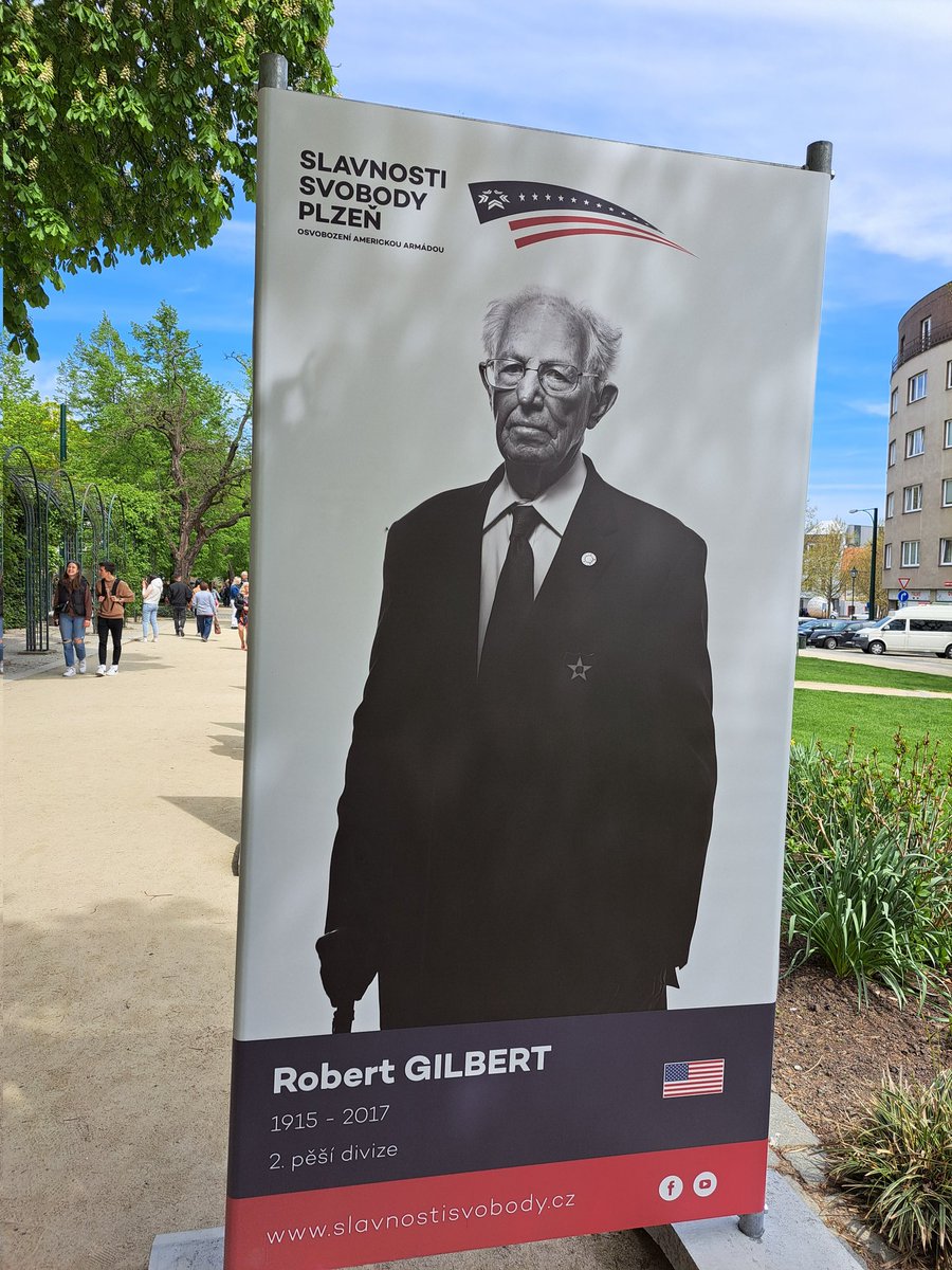 EllenHampton's tweet photo. Liberation weekend in #Pilsen 🇨🇿, so pleased and proud to see honors given to Uncle Bob and the #USArmy vets. ❤️ #WWII #VEday 🇺🇸 https://t.co/ZWejYW06g1