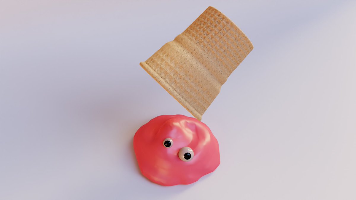 Fakhriev_'s tweet photo. Oh no, my ice cream 🍦 

#blender #3D #3dmodel #3dmodeling #icecream #hot #cold https://t.co/Wr3sZVHQRJ