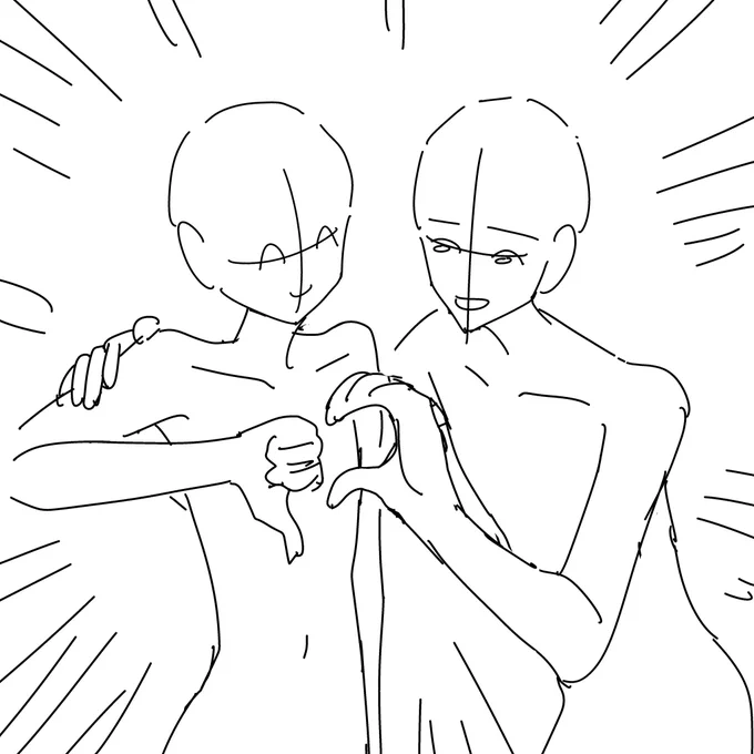 @gyarotto 自分、参加いいすか!?これはハート拒否の図
キャラとか体格とか表情はお好みで変えておくれ～!気が向いたらよろしくの🫶 