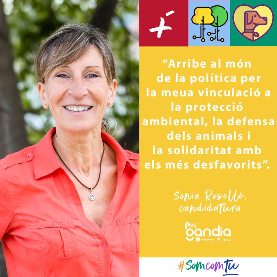 MesGandia's tweet photo. Sonia Roselló és Graduada en Relacions laborals, lluitadora dels drets laborals i enamorada de la natura i els animals. #SomComTu https://t.co/Q039gRb7yM