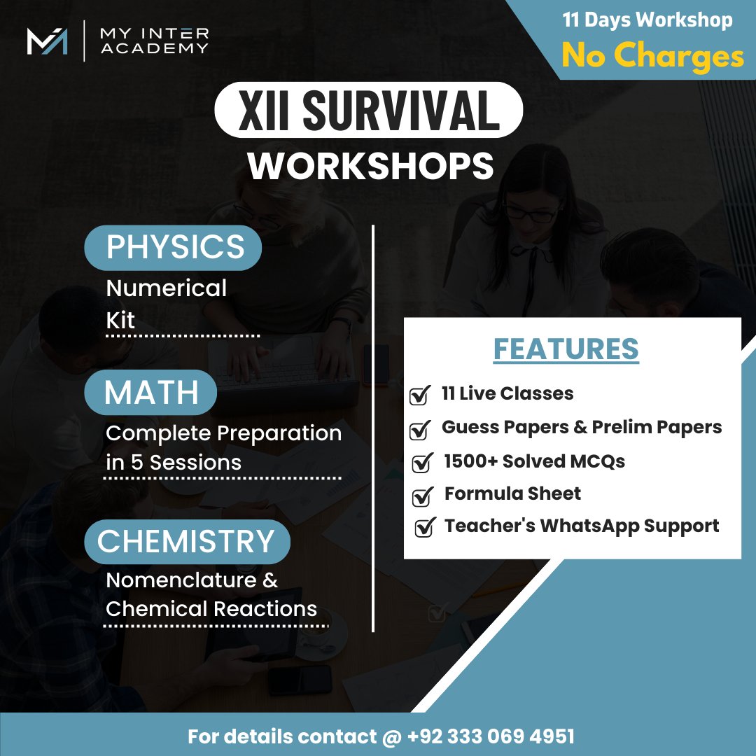 MyInterAcademy2's tweet photo. 𝐗𝐈𝐈 𝐒𝐮𝐫𝐯𝐢𝐯𝐚𝐥 𝐊𝐢𝐭 | 𝐄𝐧𝐬𝐮𝐫𝐞 𝐒𝐮𝐜𝐜𝐞𝐬𝐬

Enroll Now: https://t.co/aGT9uln2MV

My Inter Academy is here to help! We are launching 3 Workshops for Math, Chemistry &amp; Physics, designed to help you ace your exams. Don't miss out chance to improve your grades. https://t.co/ViOg8oGcnF