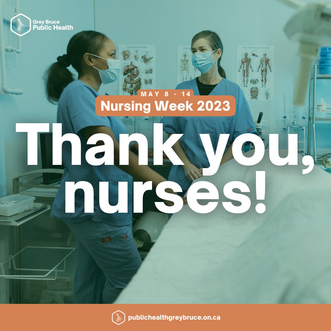 This year we celebrate #NationalNursingWeek from May 8-14 with the theme "Our Nurses. Our Future." 

To all the nurses in #greybruce, across Canada, and beyond - thank you for the care you provide to our communities!