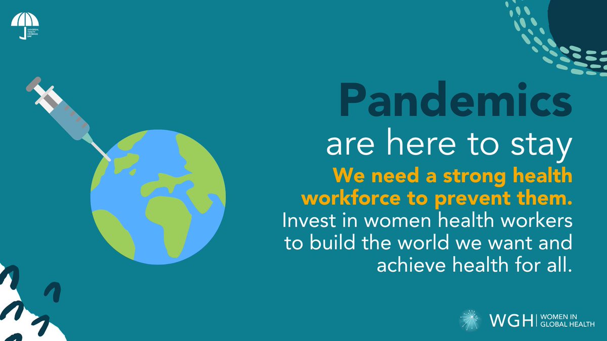 🦠Pandemics are here to stay and without a strong health workforce, we are all vulnerable!

Leaders at the #UHCHLM: Invest in women health workers (70% of the workforce) to strengthen recruitment and retention of health workers and be prepared for the next pandemic.