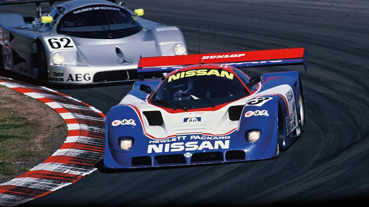 kariki81's tweet photo. 【プロトタイプカー 日産編 ⑩】  
NISSAN R89C
 日産初のカーボンモノコック採用

 シャーシをマーチからT810以来
となるローラカーズ製に回帰し
エンジンを3.5L V8ツインターボの
'VRH35'にスイッチする

WSPC,JSPC,ル・マン等に参戦し
最高位は89年の独ADAC
スーパーカップ第4戦での
優勝 https://t.co/GCrQ805OeV