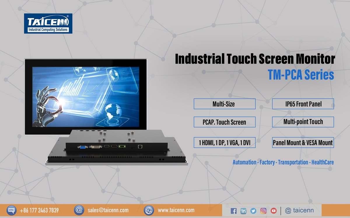 #TAICENN TPC-PCA series is the hot delivering industrial touch screen monitor to fulfill data visualization at the edge. 

#EdgeDevices #industrialmonitor #PanelPC #Pcap #TouchScreen #BoxPC #SmartFactory #HMI #TouchPanel #Fanless #IP65 #Resistive #TPC #TMPCA
