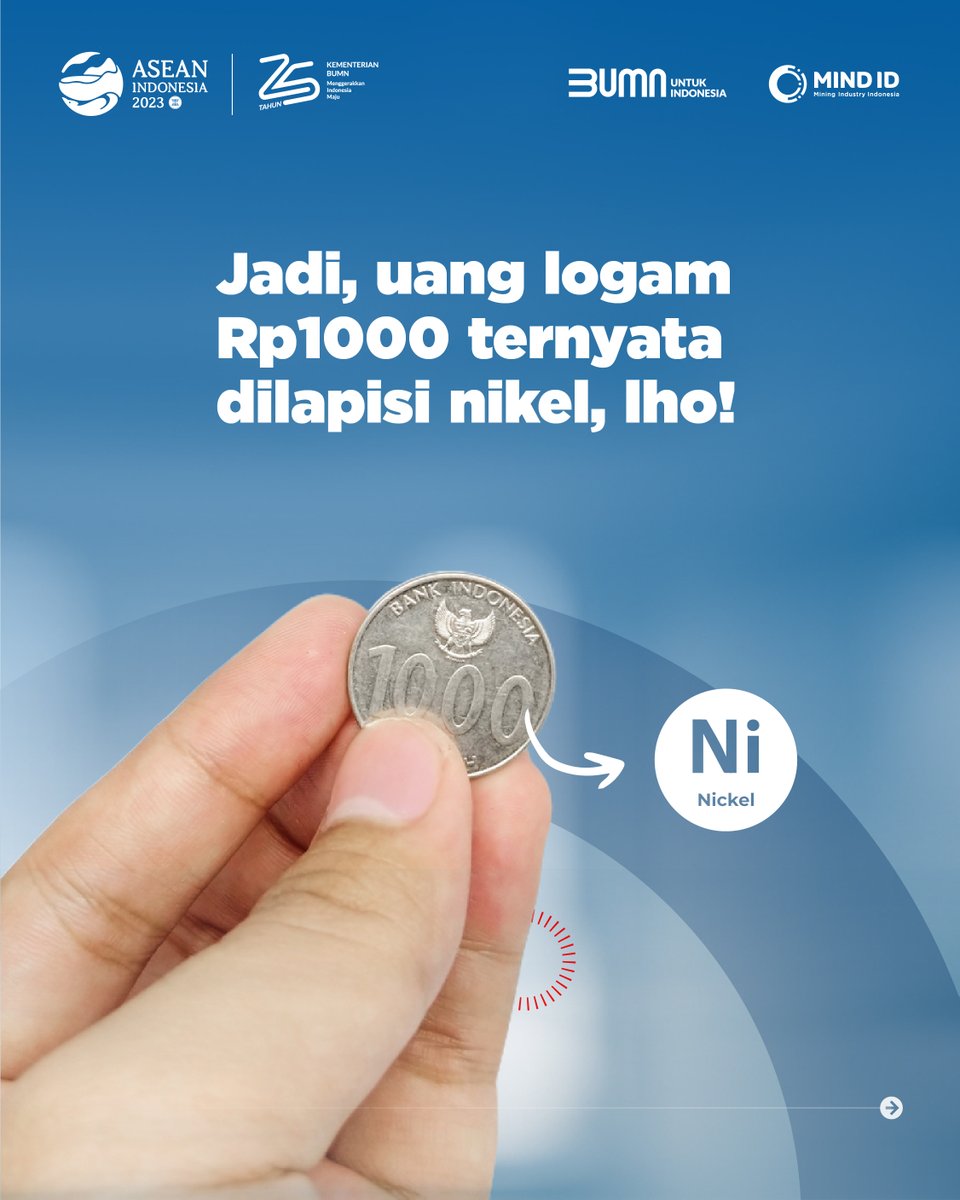 MiningIndonesia's tweet photo. Siapa di sini yang suka simpan uang logam?
Kamu wajib tahu nih, ternyata uang logam Rp1000 itu dilapisi nikel, lho!
Kenapa ya ada lapisan nikelnya? Cek penjelasannya di slide terakhir, ya!
#TambangUntukPeradaban #MiningForLife https://t.co/mM1ma1sKHO