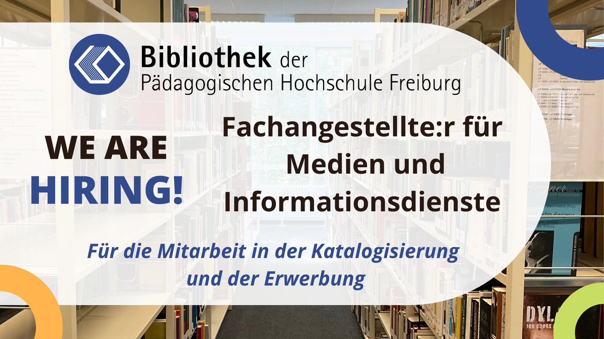 kat_lui's tweet photo. Wir suchen zum nächstmöglichen Zeitpunkt eine*n FAMI (Bibliothek) 
🤩 
Cooles Team, vielfältige Aufgaben:

https://t.co/RnRBwSBSO9 https://t.co/OajJs8Kceo