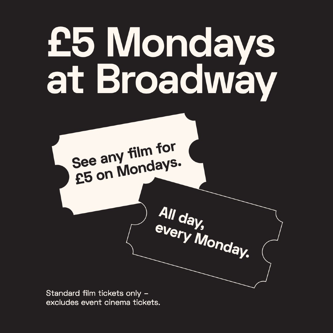 We're open this Bank Holiday Monday and all tickets are £5 today (and every Monday!) here at Broadway  🎟️🍿

Find out what you can see for £5 today here  👉🏽   broadway.org.uk/whats-on/today