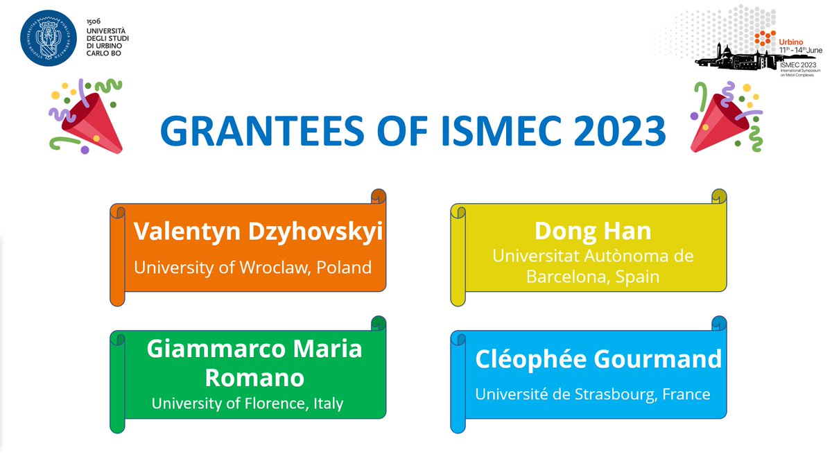 ISMEC2023's tweet photo. 🎉Winners of the grants🎉
C O N G R A T S ! ! ! https://t.co/E479JdivU0