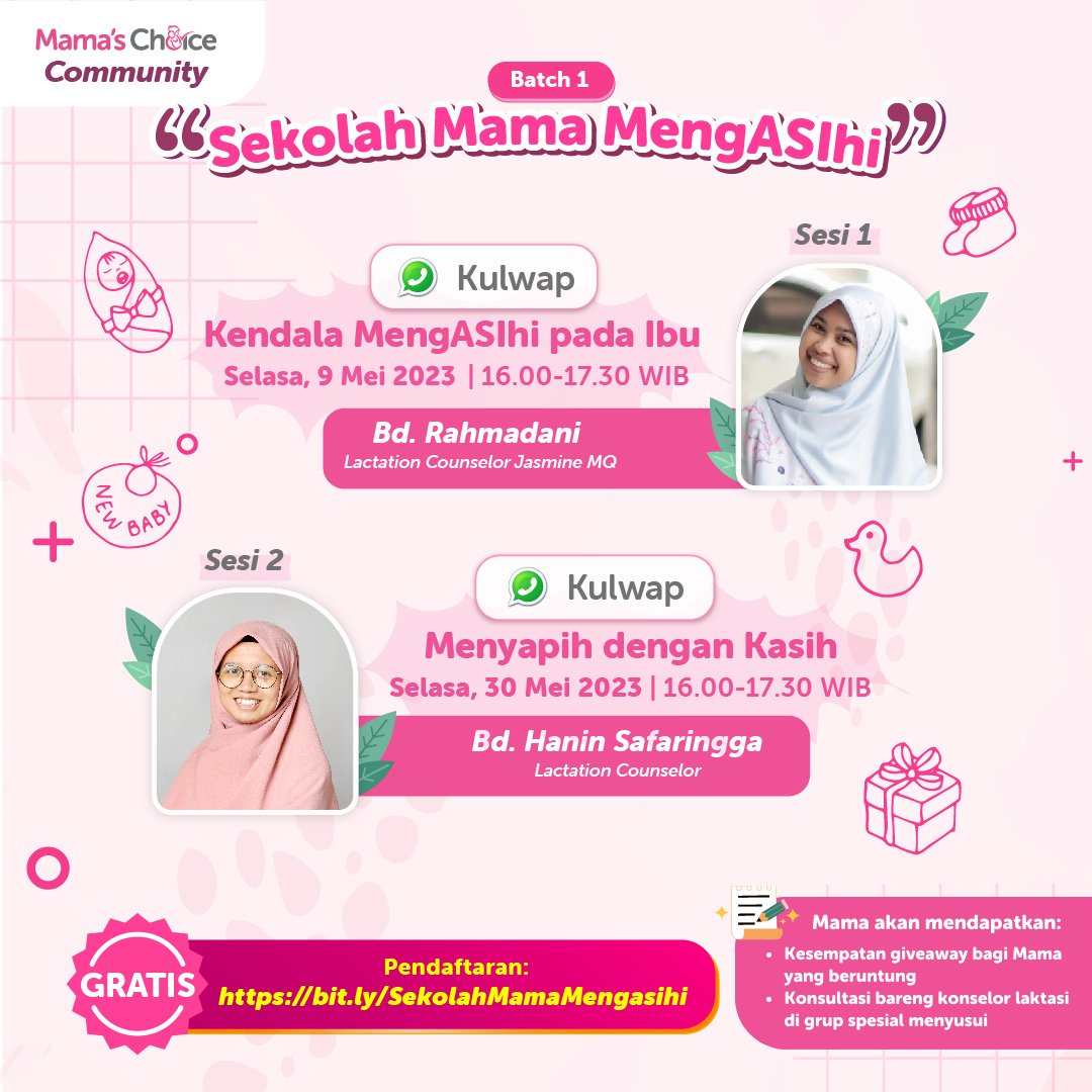 Sekolah Mama MengASIhi Solusi tepat untuk Mama yang ingin tahu lebih banyak seputar menyusui! 

Kegiatan ini akan hadir dalam beberapa rangkaian kegiatan yang cocok untuk para busui.   

Daftarkan diri Mama sekarang di bit.ly/SekolahMamaMen…

Jangan sampai ketinggalan 🥰