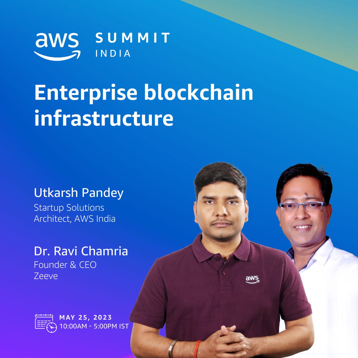 0xZeeve's tweet photo. This just in. 🗞️🚀

Hear from Dr. @rpchamria, Cofounder &amp; CEO, Zeeve and @utcloudnet, Startup Solutions Architect, @AWSCloudIndia on the 25th of May at 10 AM. 

#blockchaintechnology
#BlockchainInvesting #blockchaininfrastructure #aws

Register Now: https://t.co/H9pJdhYdpX https://t.co/8Uxib7rPQA
