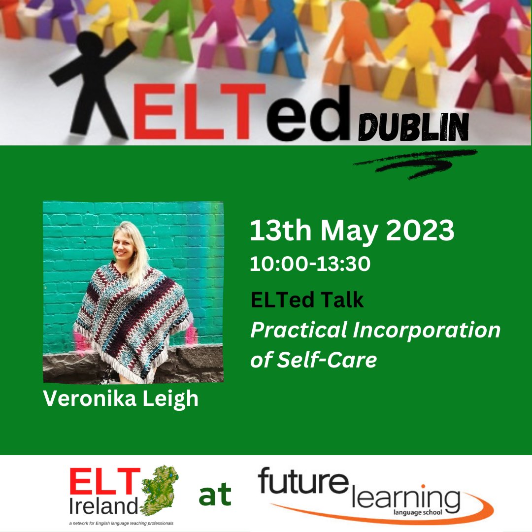 Join us next Saturday 13 May at Future Learning! 8 speakers, 8 talks, infinite ideas! Book your ticket on Eventbrite: bit.ly/ELTed13523
#elted #eltireland #futurelearning #sharingideas
