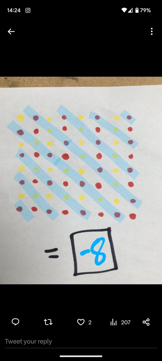 MrSmithTeach's tweet photo. @StudyMaths I looked the the diagonals. They alternate to sums of -1 and 0. There are eight -1 diagonals so grand total of -8. https://t.co/LKCSqSeIQc
